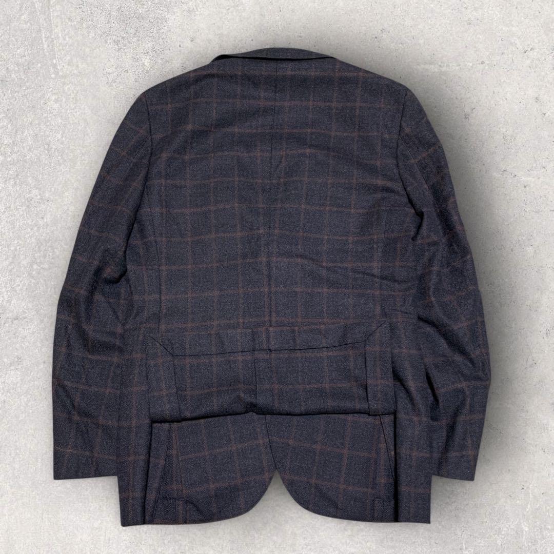 ONLY セットアップシングルスーツ REDA生地 チェック柄 ネイビー