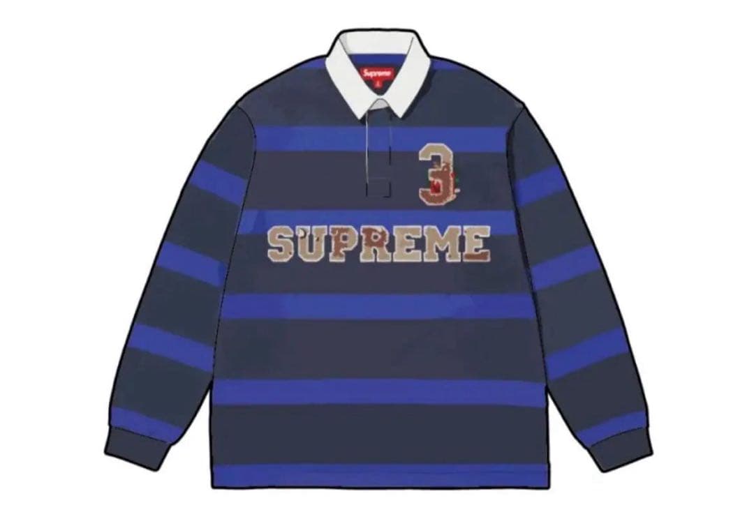 ウェア Supreme stripe rugby NAVY