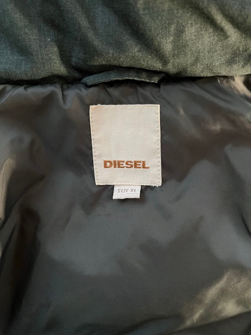 DIESELディーゼル ダウンジャケット フード付 グリーン XL
