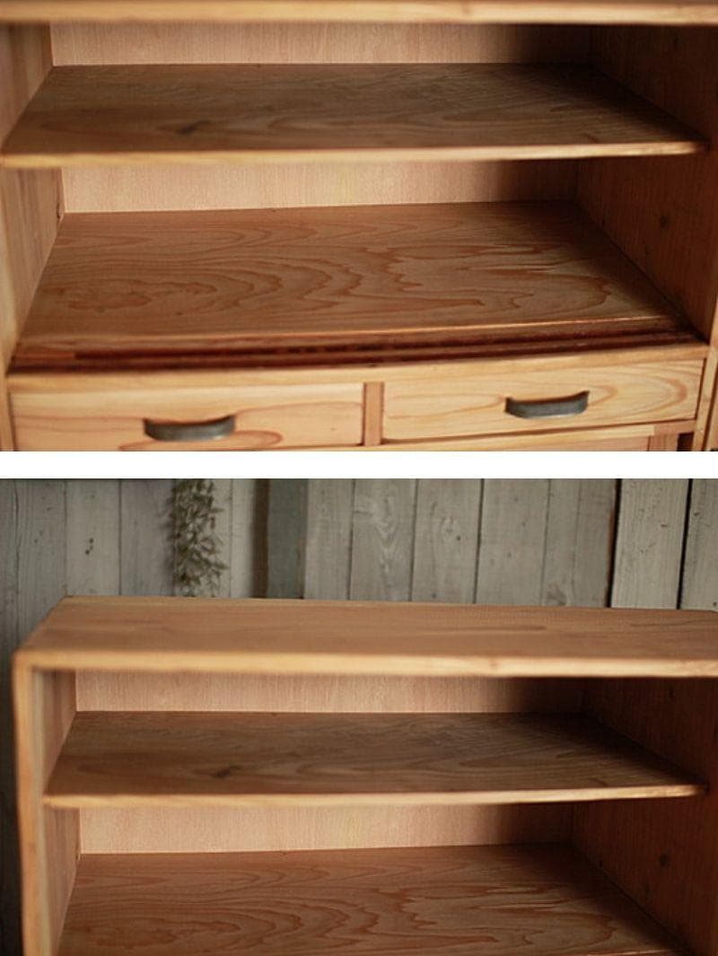 古い木枠のガラス戸棚　小引き出し2杯　食器棚　水屋　キャビネット　古家具　古民家