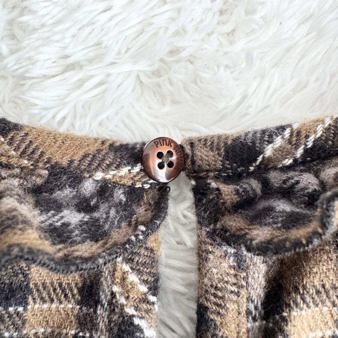 【ピンクハウス 】パフスリーブ　ワンピース チェック ネル素材 フリル　ガーリー