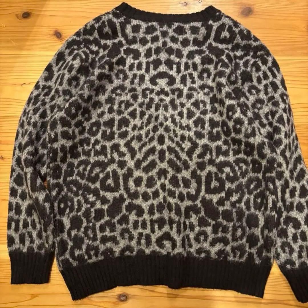 【希少サイズ2XL】Schott（ショット）レオパード柄 モヘア混ニット グレー
