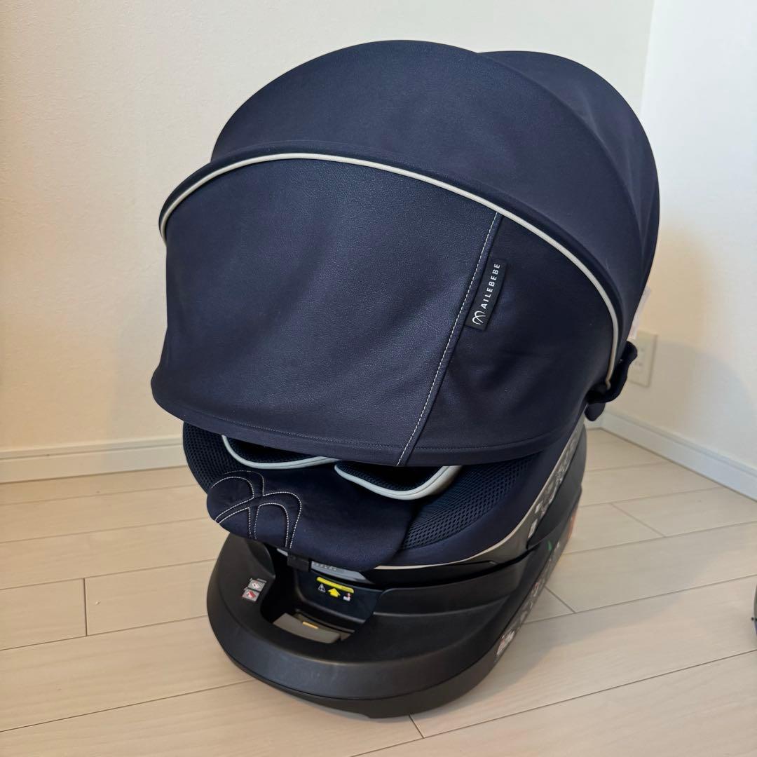【美品】エールベベ クルット5i グランス /ネイビー/ISOFIX/回転式