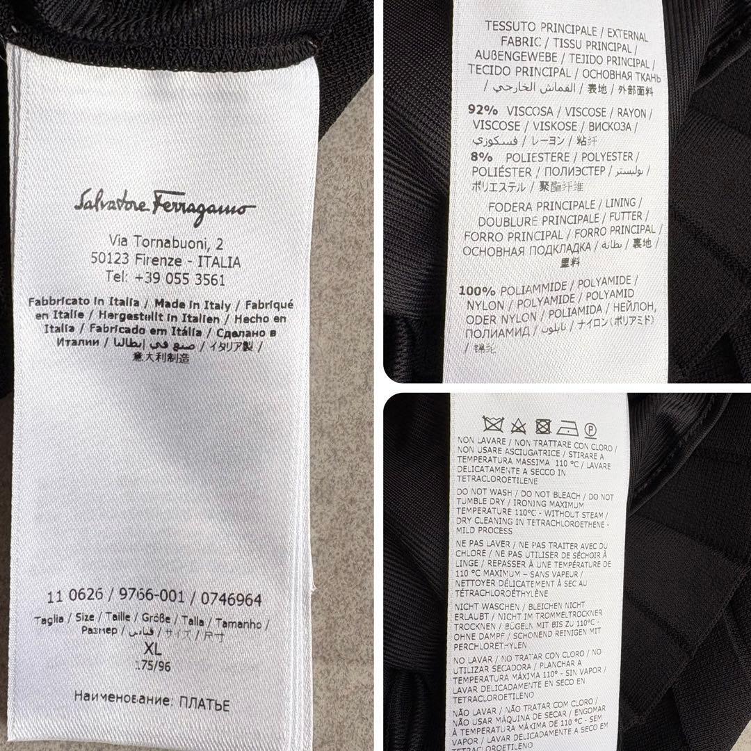 現行✨サルヴァトーレフェラガモ プリーツフレアラインワンピース ブラック XL