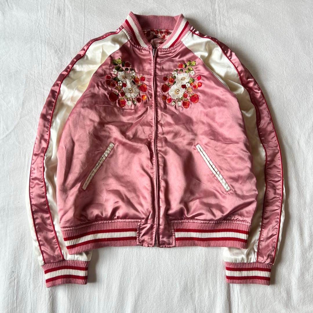 【希少】PINK HOUSE ピンクハウス スカジャン リバーシブル 花柄 刺繍