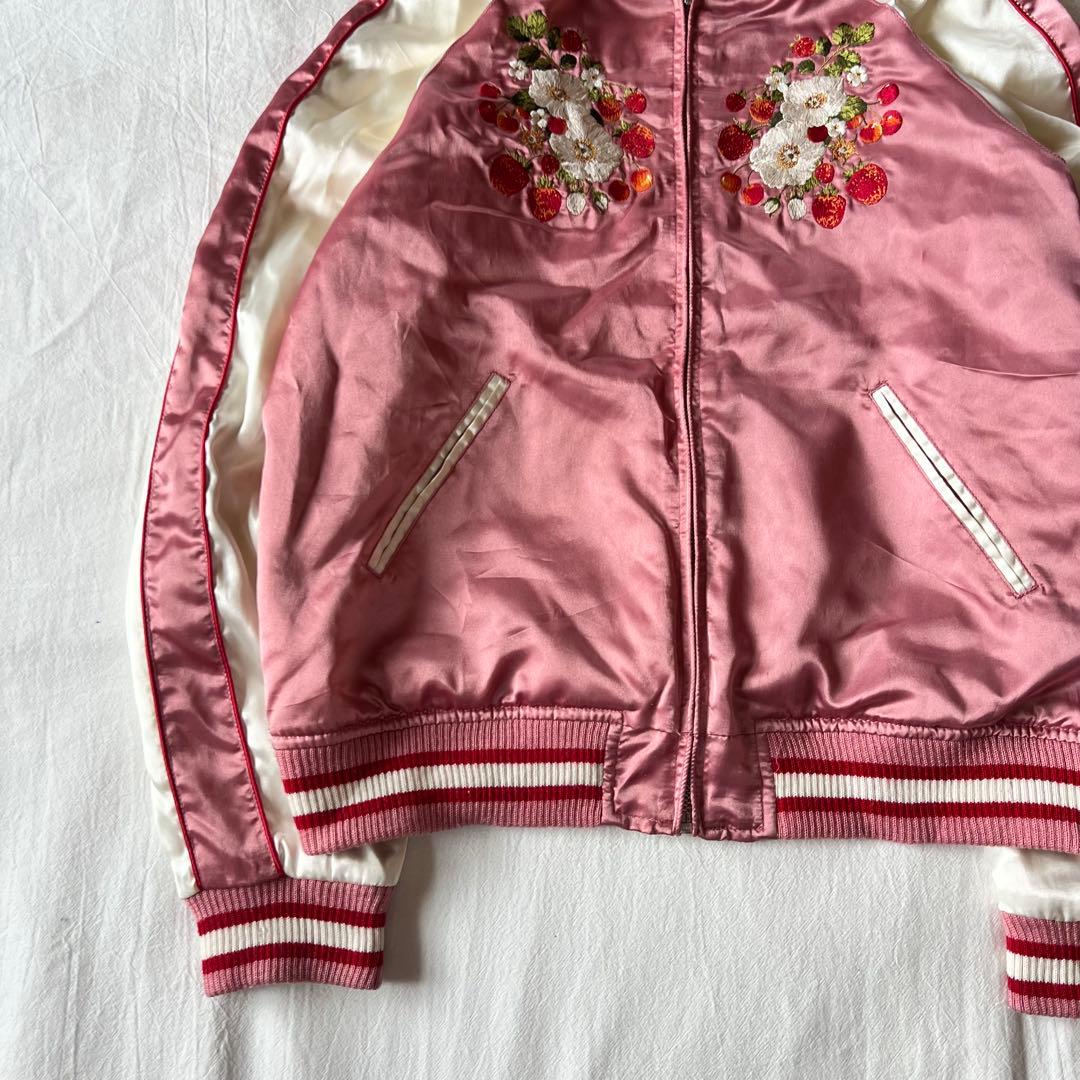 【希少】PINK HOUSE ピンクハウス スカジャン リバーシブル 花柄 刺繍