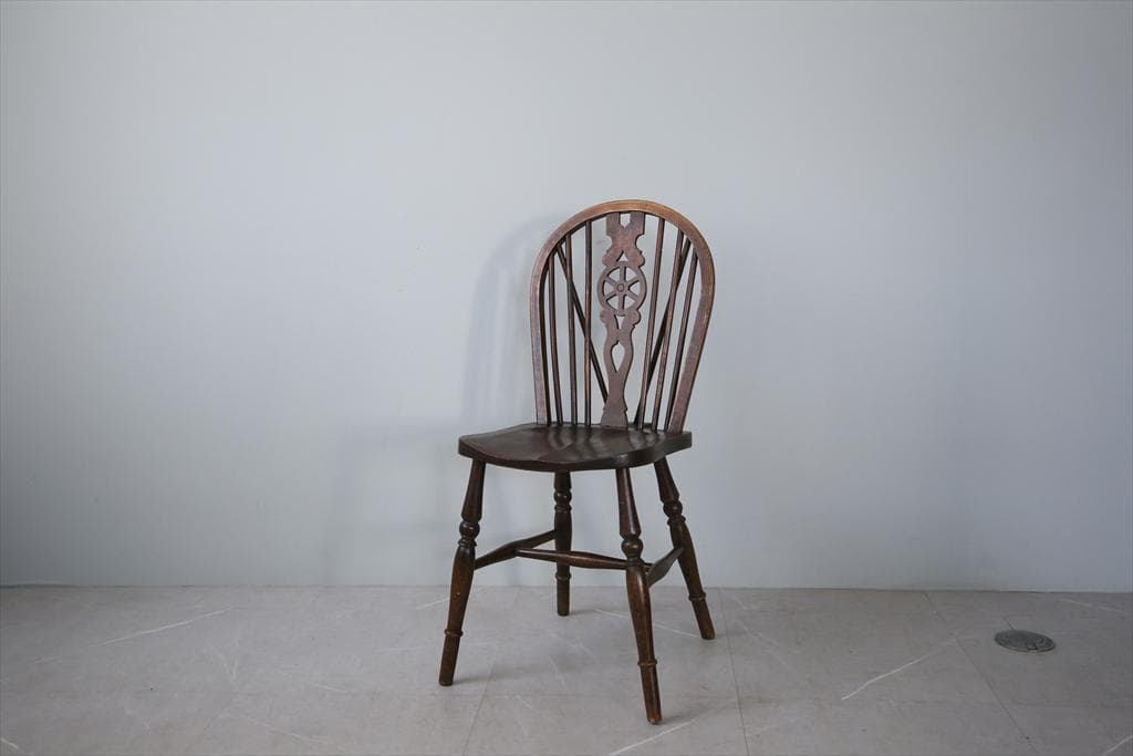 英国アンティーク木製ホイールバックチェア/ダイニングイス/椅子(91-203-1