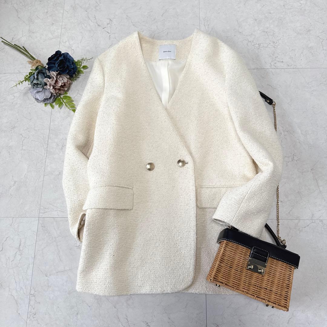 美品☆Spick & Span 3.6万　コットンツィードノーカラージャケット