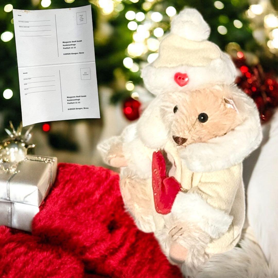 シュタイフ Steiff テディベア リトル サンタ ピンク 木箱 証明書 完品