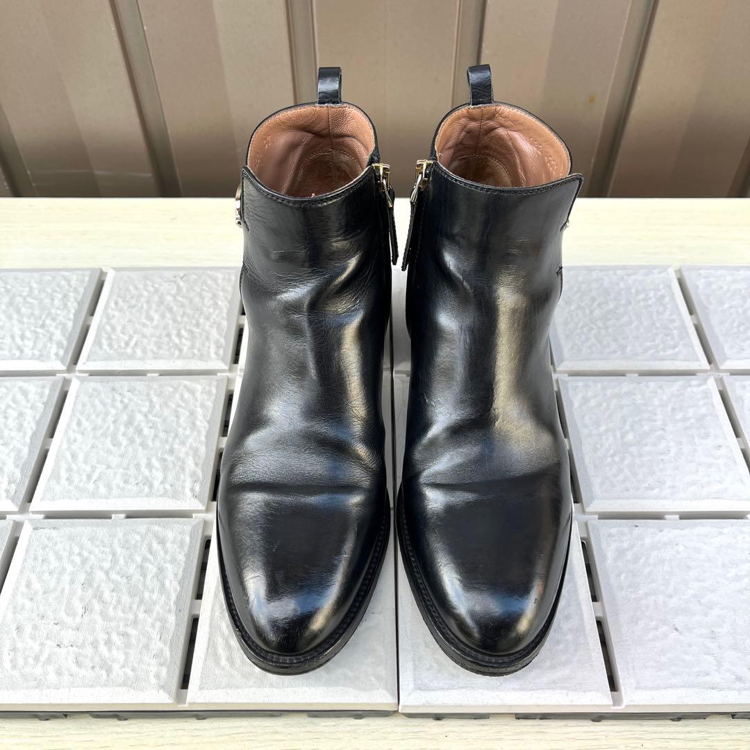 37 SARTORE ショートブーツ　ブーティ　黒　レザー　ファスナー　24