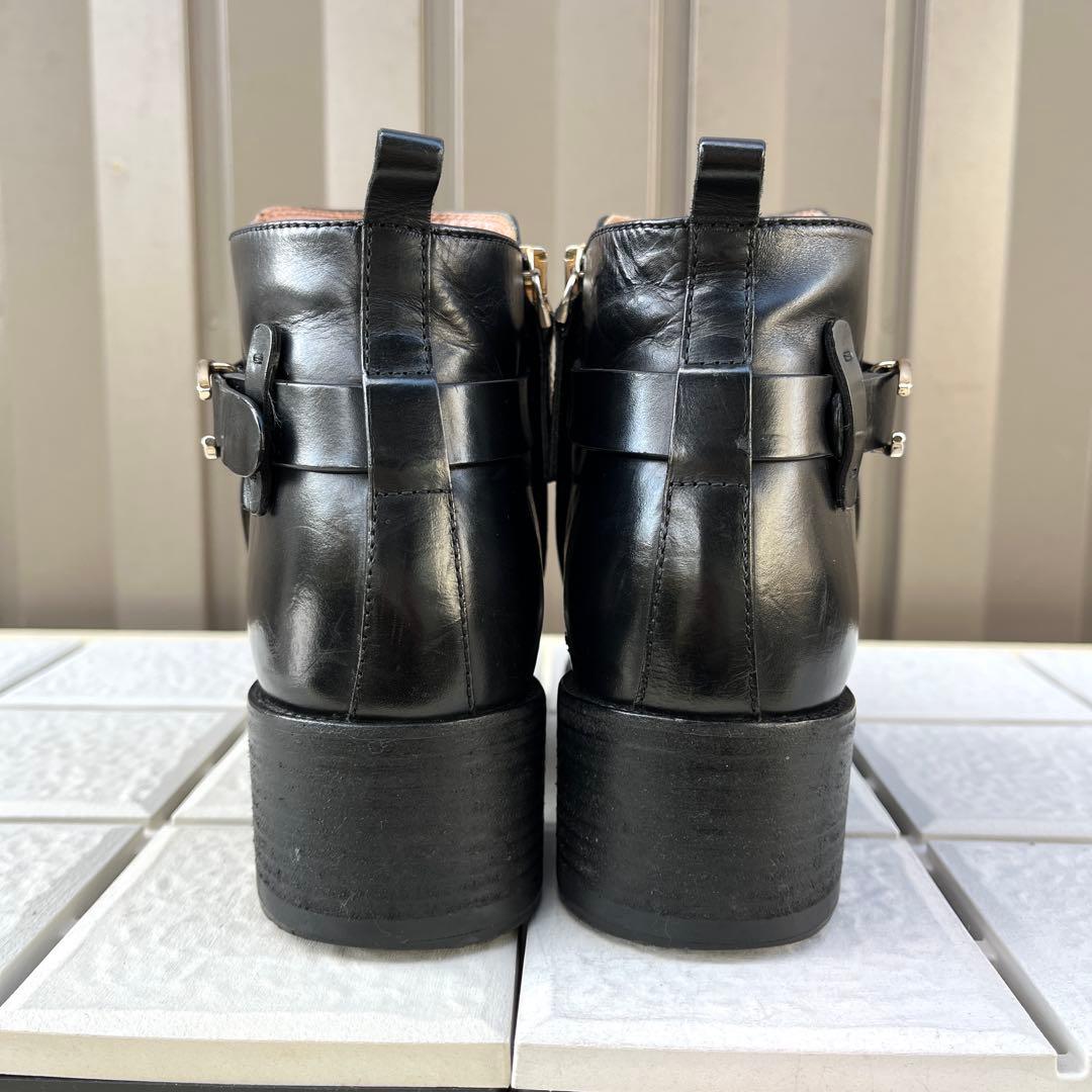 37 SARTORE ショートブーツ　ブーティ　黒　レザー　ファスナー　24