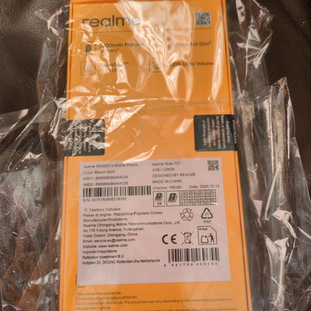 スマートフォン本体 realme Note 70T Gold 4GB 128GB