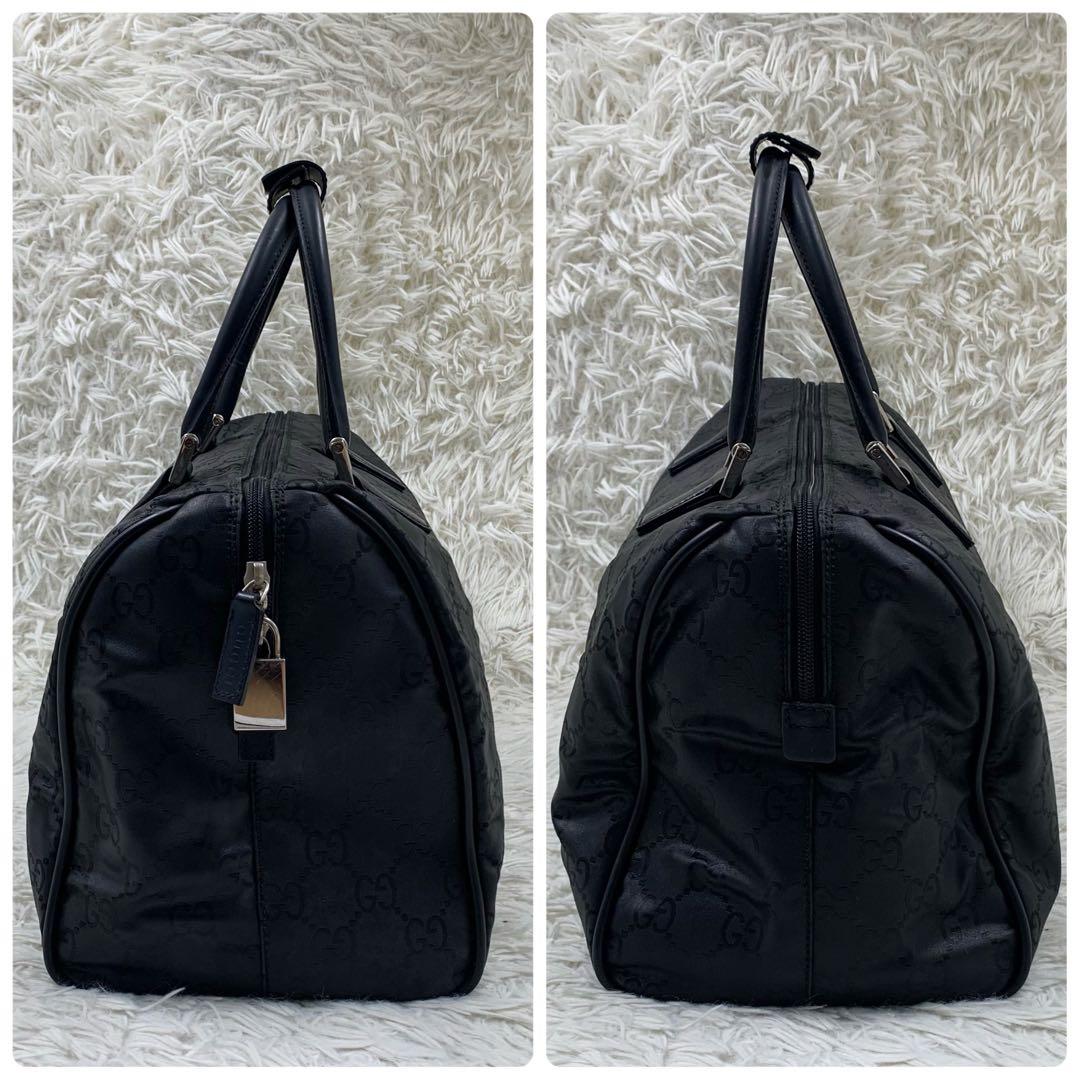 【✨美品✨】 グッチ GG柄 ナイロン レザー ボストンバッグ ブラック