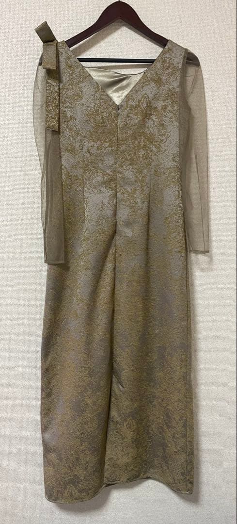 LE’RURE Shoulder ribbon jacquard dress