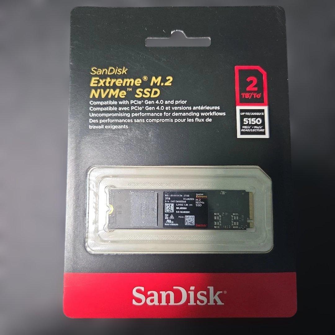 新品未開封 Sandisk Extreme NVMe Gen4 SSD 2TB