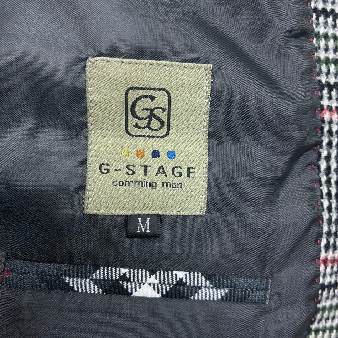 美品　ジーステージ　ツイード　アンゴラ混　グレンチェック　テーラードジャケットM