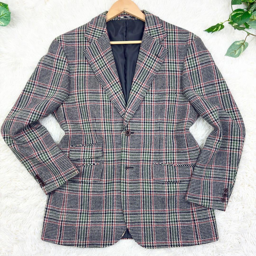 美品　ジーステージ　ツイード　アンゴラ混　グレンチェック　テーラードジャケットM