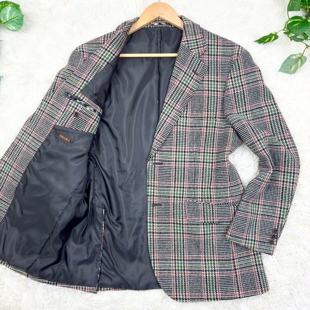 美品　ジーステージ　ツイード　アンゴラ混　グレンチェック　テーラードジャケットM