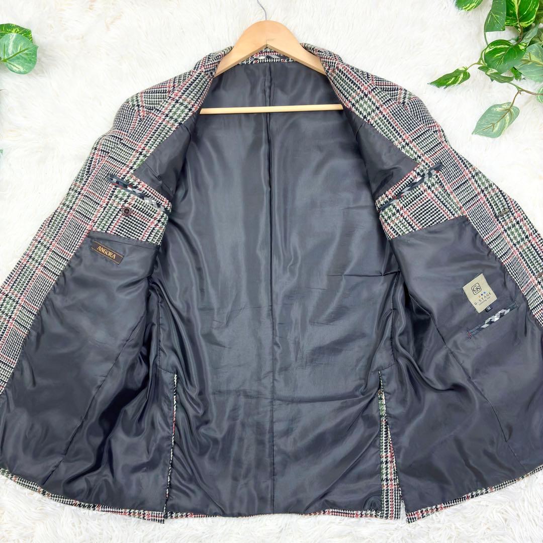 美品　ジーステージ　ツイード　アンゴラ混　グレンチェック　テーラードジャケットM