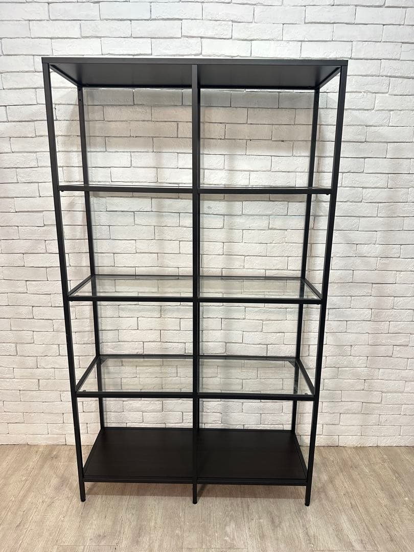②【東京都内23区配送無料】イケア　棚　ガラス　陳列　本棚　収納　ディスプレイ