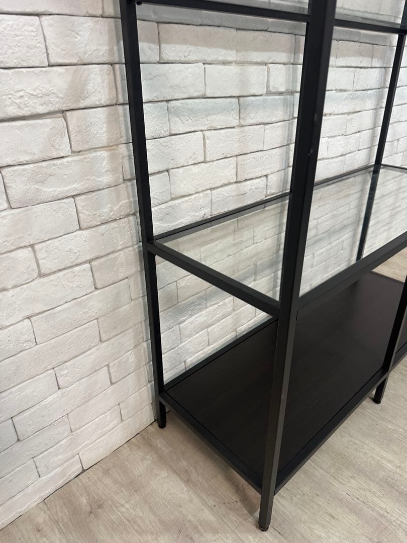 ②【東京都内23区配送無料】イケア　棚　ガラス　陳列　本棚　収納　ディスプレイ