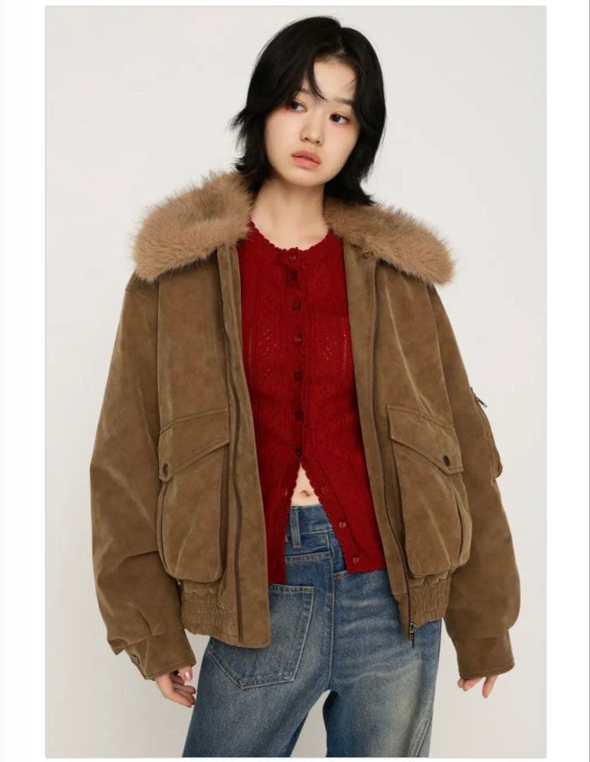 SLY WASHED PUFFER ブルゾン ブラウンカラー