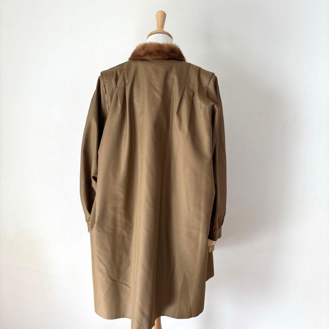【極美品】Kanebo シルク100％　リアルファー付きコート　Lサイズ