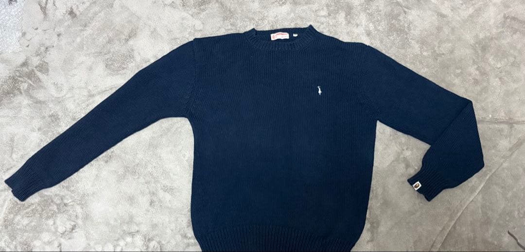 A BATHING APE ネイビー クルーネックセーター 【レア】