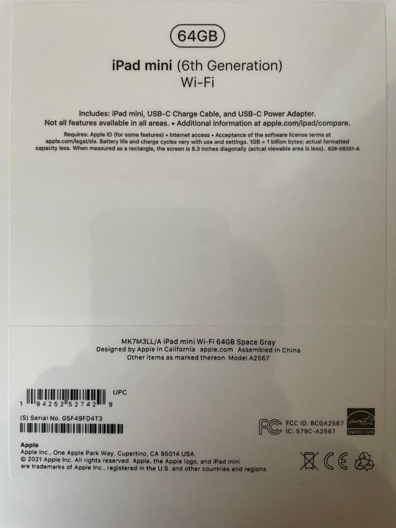 Apple iPad mini6 本体 WiFiモデル 欧米版