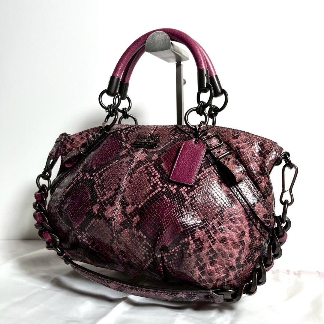 【極美品・使用感少ない】コーチ マディソン 2way パイソン柄 チェーンバッグ