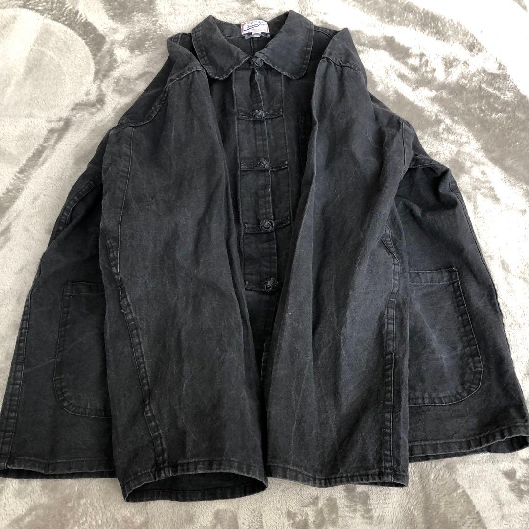 Shanghai チャイナシャツ　フェードブラック墨黒　カンフーシャツシャンハイ