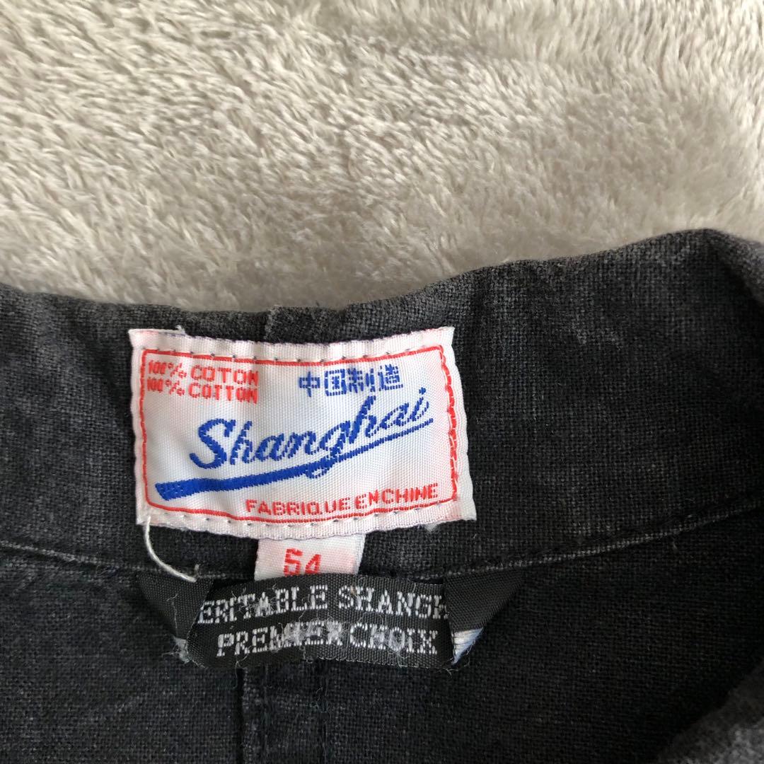 Shanghai チャイナシャツ　フェードブラック墨黒　カンフーシャツシャンハイ