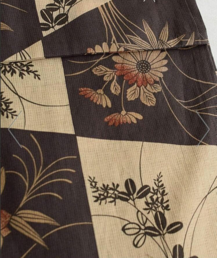 utataneブランド浴衣◆和歌山染め日本生地◆モダン珈琲色変わり市松小菊浴衣◆