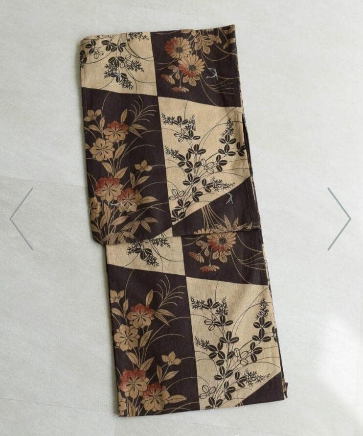 utataneブランド浴衣◆和歌山染め日本生地◆モダン珈琲色変わり市松小菊浴衣◆