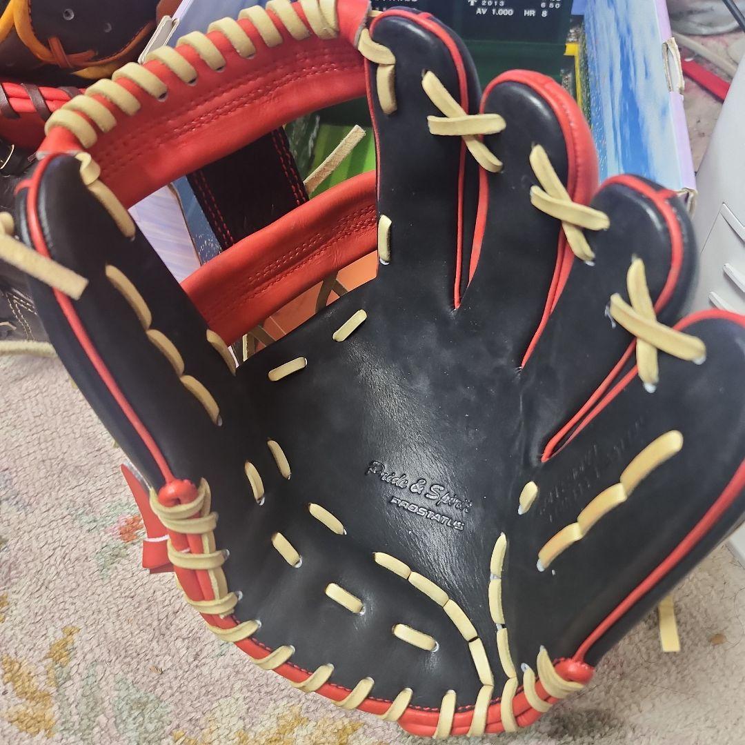 ZETTプロステ軟式グローブ 黒/赤