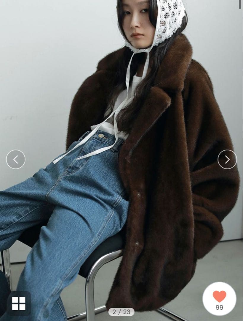 anuke Eco Minkfur Jacket ブラウン　38