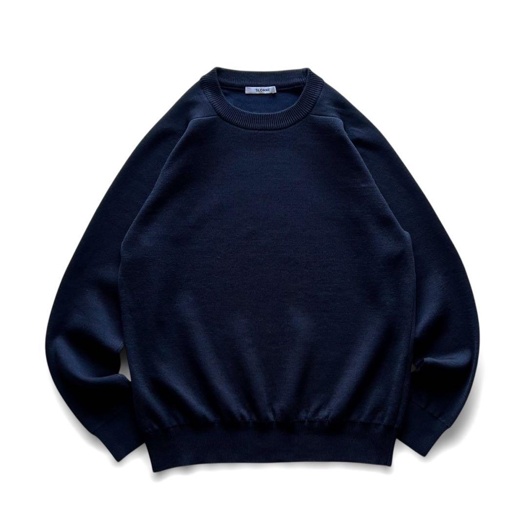 【美品】SLOANE/12Gダブルフェイス天竺クルーネック/ネイビー
