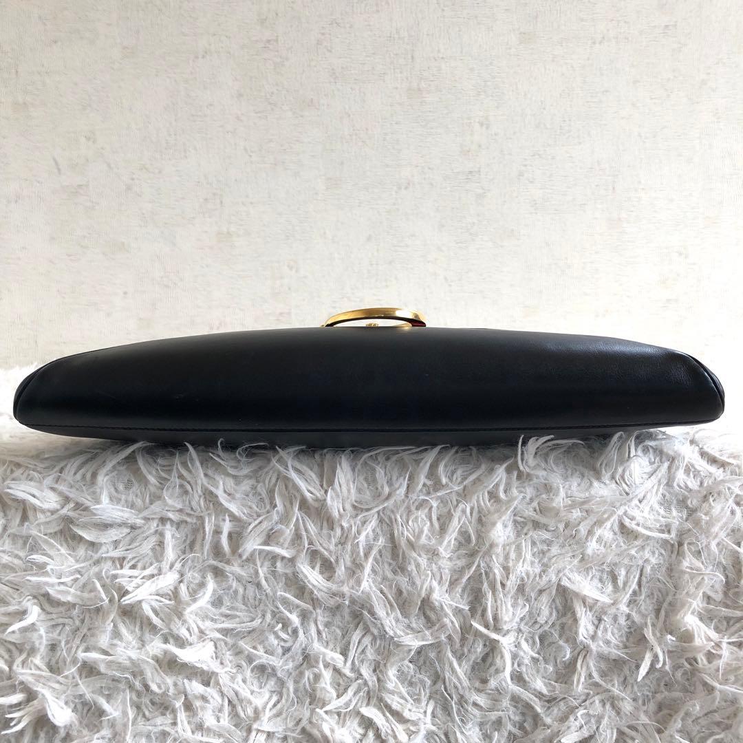 【フランス製】カルティエ　パンテール　クラッチバッグ　黒　本革　ゴールド金具