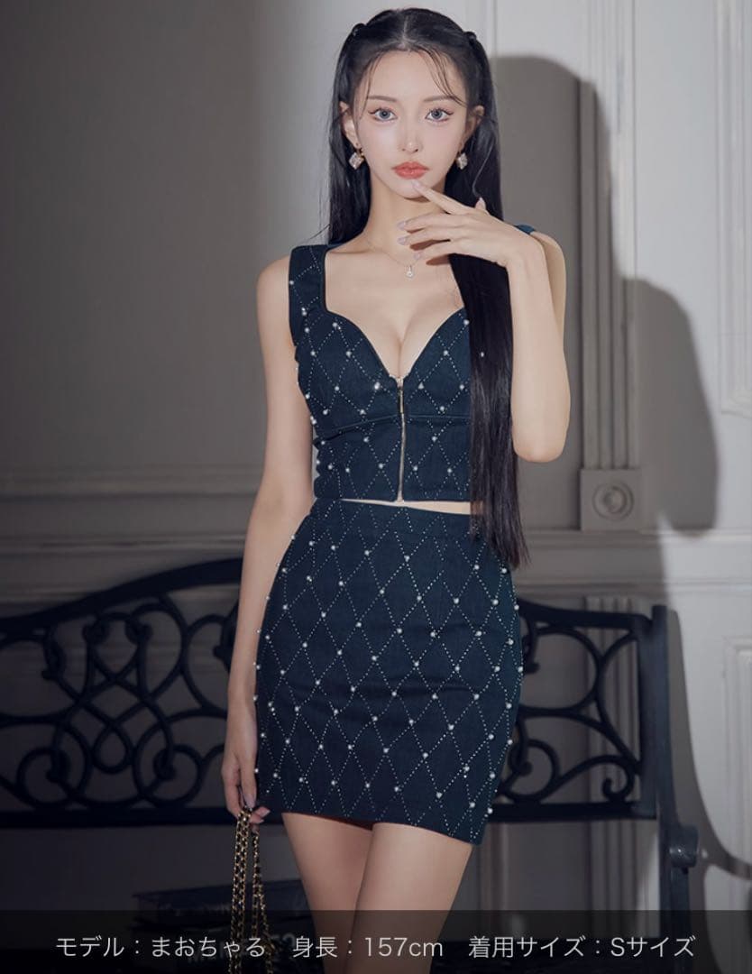 新品　JEWELS 格子柄セットアップ タイト ミニドレス キャバドレス S