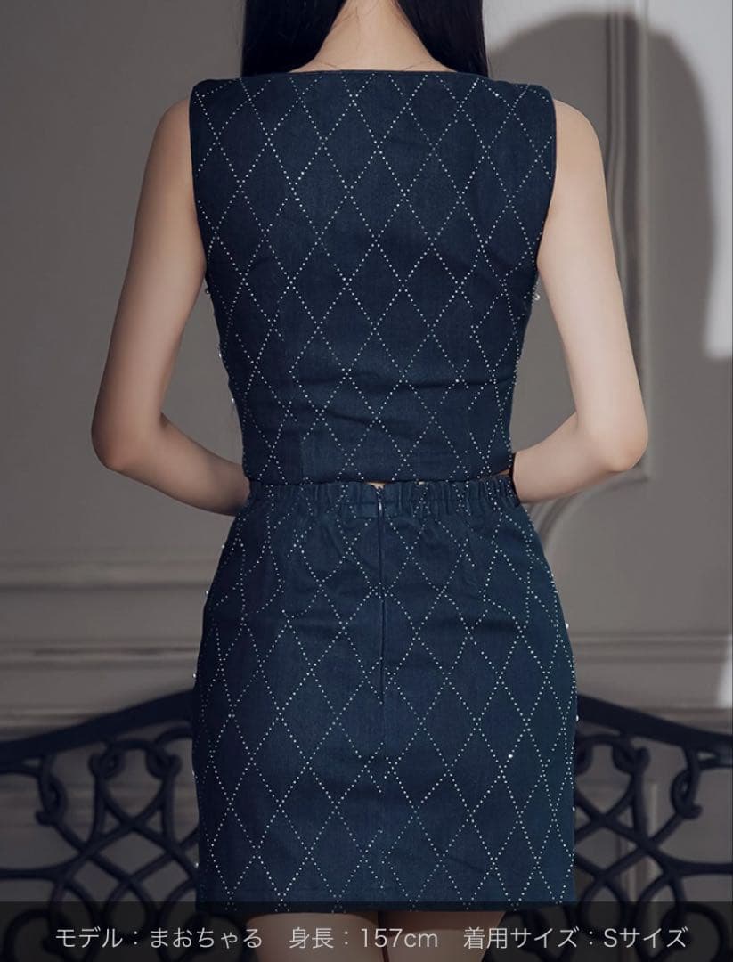 新品　JEWELS 格子柄セットアップ タイト ミニドレス キャバドレス S