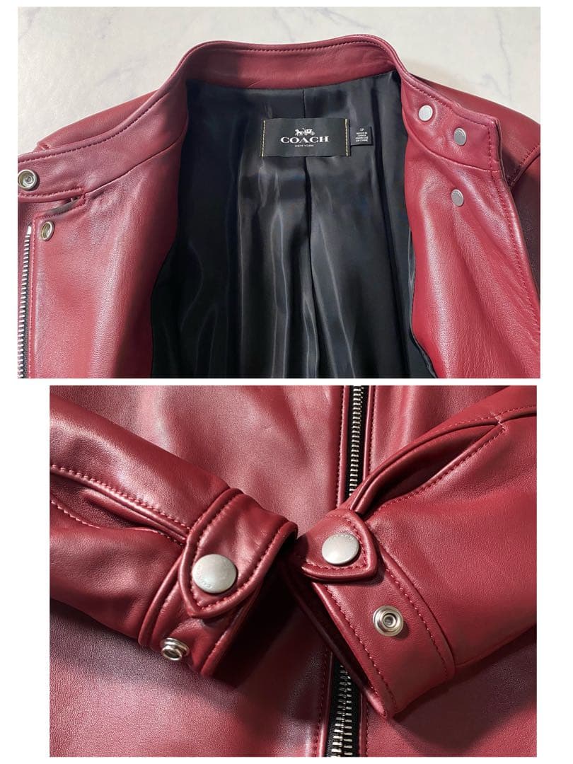 【美品】コーチ　シングルライダース　レザージャケット　チャーム　サイズSP　羊革