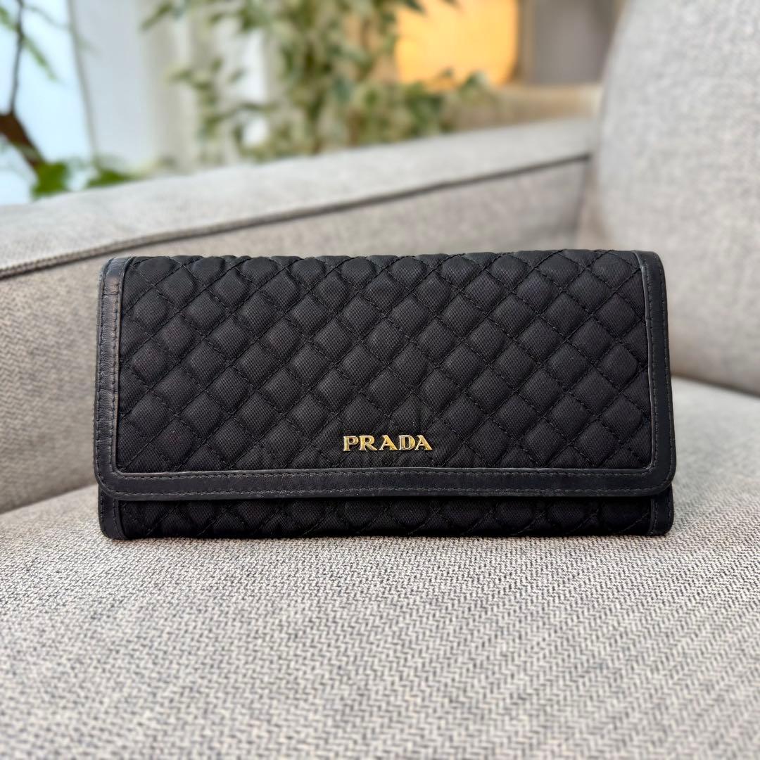 PRADA プラダ テスートナイロン キルティング 二つ折り ロングウォレット
