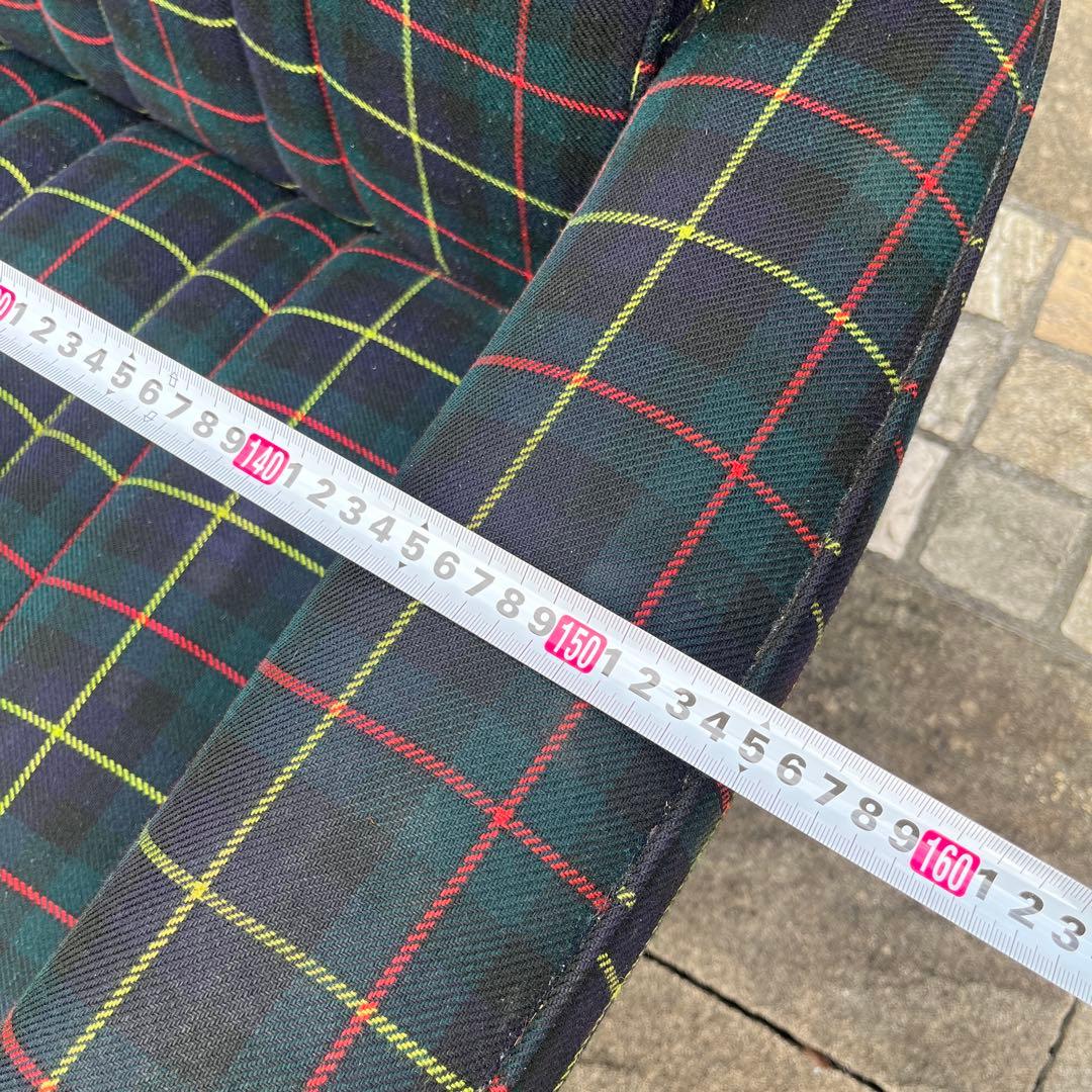 希少 昭和 タータンチェック柄 3人掛けソファ