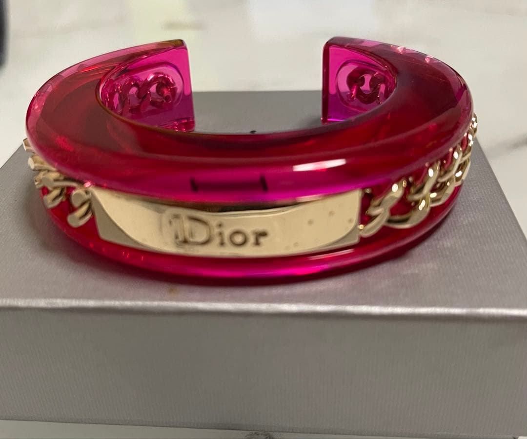 ヴィンテージ　クリスチャンディオール　チェーン　アクリル　バングル