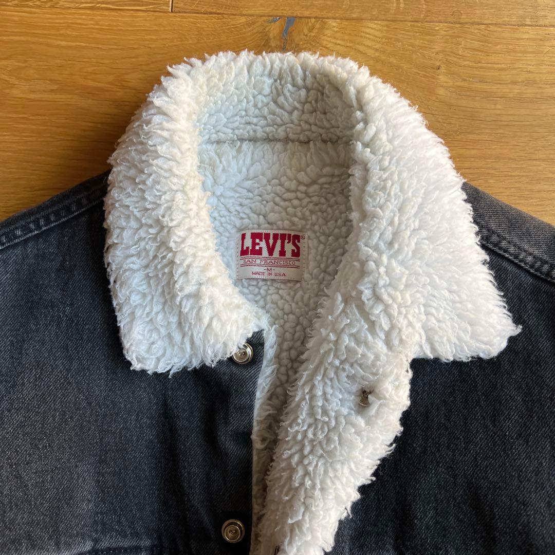 80s Levis 70609 0270 ブラックデニムジャケット シェルパ