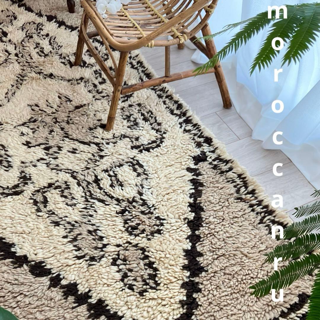 レア✳︎モロッコラグ　ミルキー　ブラウンチョコ　メダリオン　トルコヴィンテージラグ