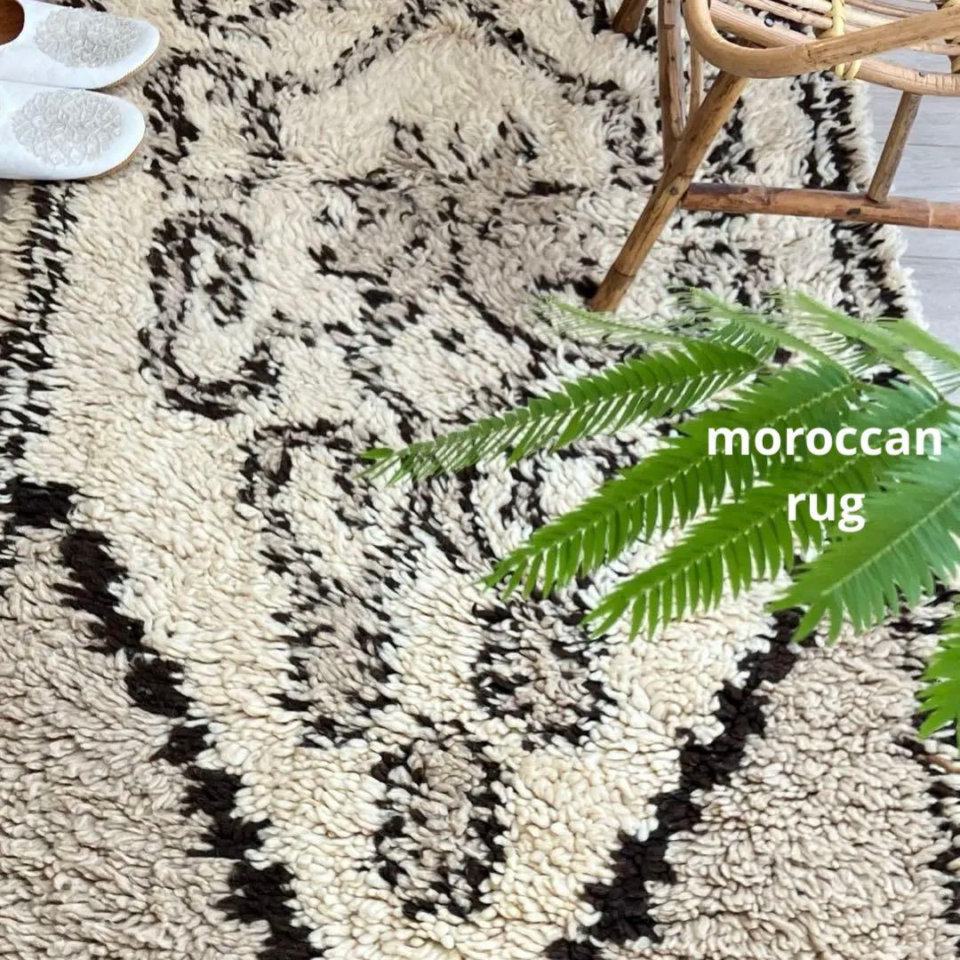 レア✳︎モロッコラグ　ミルキー　ブラウンチョコ　メダリオン　トルコヴィンテージラグ