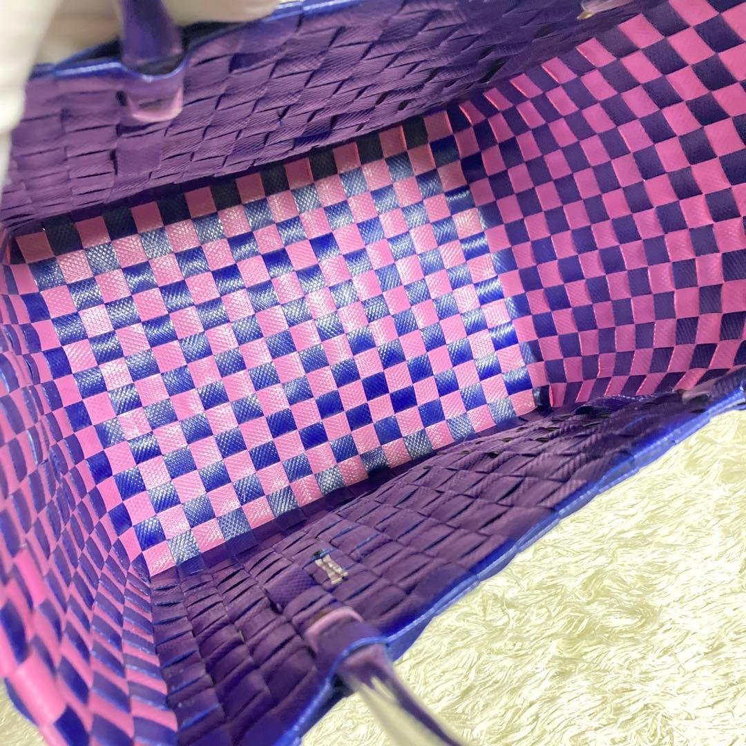 美品 MARNI かごバッグ 編み込みバッグ ハンドバッグ マルチカラー