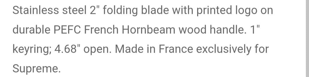 Supreme Opinel No. 4 Knife Keychain 3色