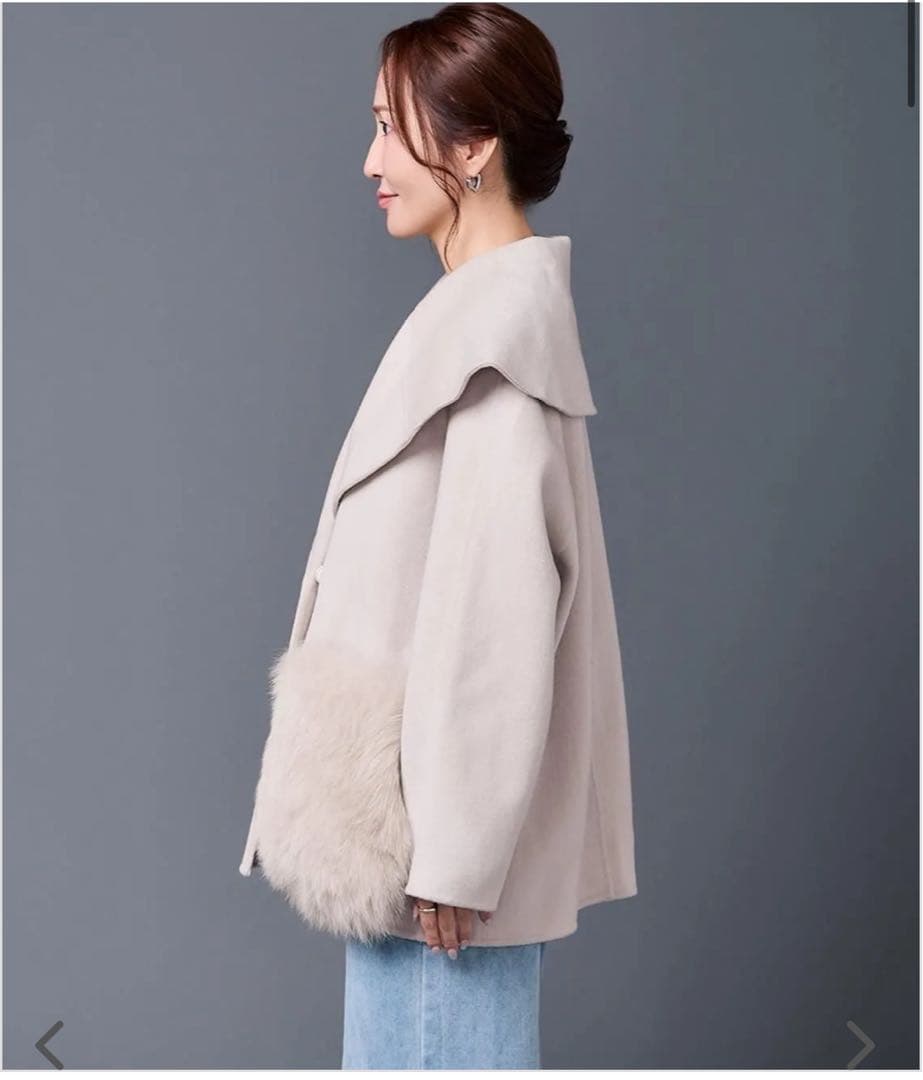 U-big ウールダブルフェイスショールカラーFOXポケットコート